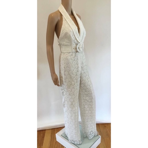 ZIMMERMANN LACE HALTER PLUNGING NECKLINE JUMPSUIT SZ ZIMMERMAN 0 - Picture 3 of 8